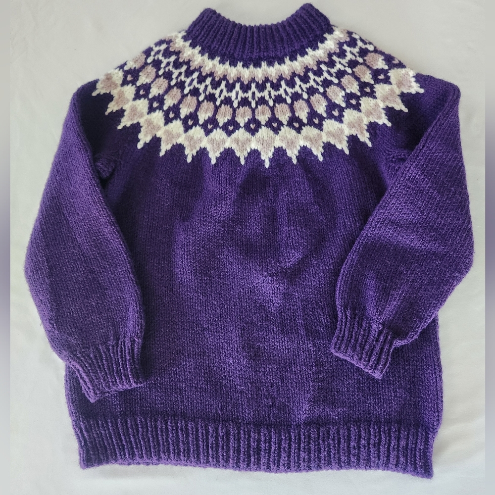 Hand-Knit Icelandic-style Nordic Yoke Sweater Fairisle Sweater ❄️ - Picture 2 of 12
